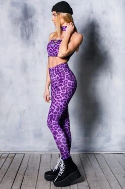 Purple Leopard Leggings -Unique Clothing devil purple leopard leggings
