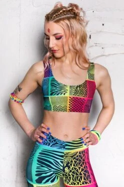 Rainbow Streaks Bra Top -Unique Clothing devil rainbow streaks crop top