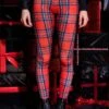 Red Irish Tartan Leggings -Unique Clothing devil red irish tartan