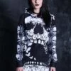 Skull With Butterflies Hoodie Dress -Unique Clothing devil skull with butterflies hoodie