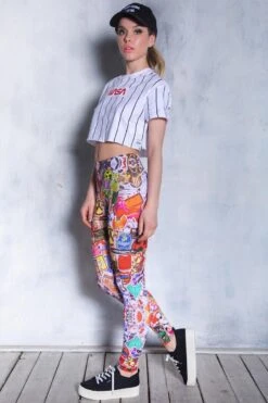 Sticker Bomb Leggings -Unique Clothing devil sticker bomb leggings