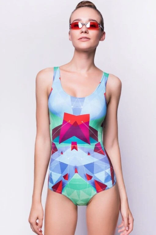 Green Abstract One Piece Swimsuit