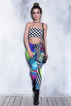 Abstract Geometry Leggings -Unique Clothing devil walking abstract geometry leggings