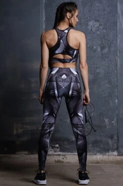 Black Hypnotic Workout Leggings -Unique Clothing devil walking black hypnotic leggings
