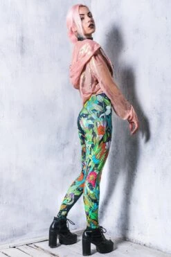 Blooming Leggings -Unique Clothing devil walking blooming high waisted leggings