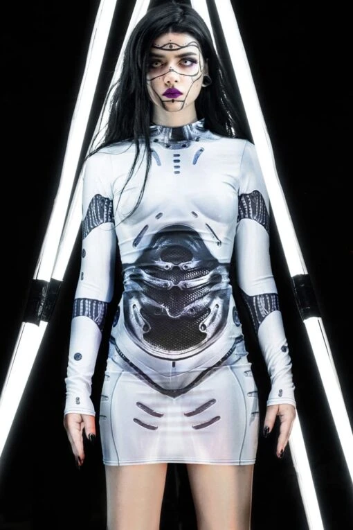 White Droid Cosplay Bodycon Dress