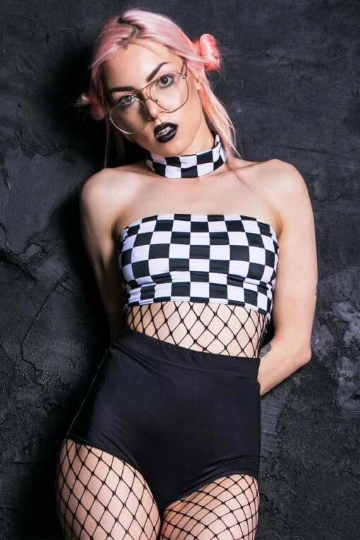 Checkered Choker Boob Tube