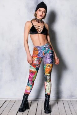 Pop Art Leggings -Unique Clothing devil walking collage pop art leggings