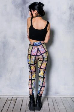 Colorful Tarot Leggings -Unique Clothing devil walking colorful tarot leggings