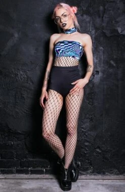 Digital Choker Boob Tube Top -Unique Clothing devil walking digital choker boob tube