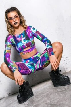 Digital Reality Long Sleeve Top -Unique Clothing devil walking digital reality long sleeve top