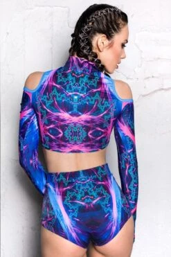 Electric Blue Booty Shorts -Unique Clothing devil walking electric blue booty shorts