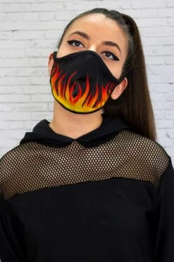 Flame Reusable Face Mask -Unique Clothing devil walking flame reusable face mask