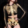 Gold Skeleton High Waisted Shorts