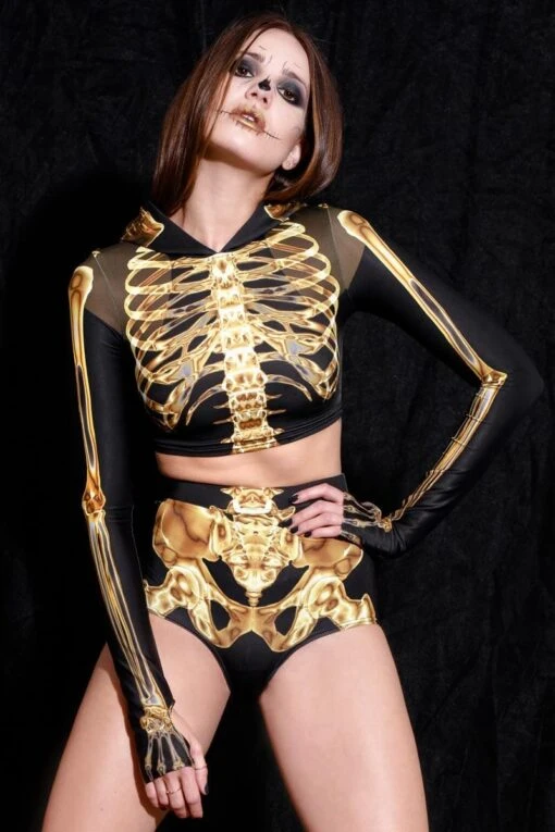 Gold Skeleton High Waisted Shorts