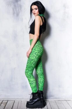 Green Brain Leggings -Unique Clothing devil walking green brain leggings
