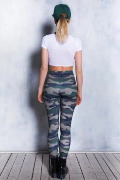 Camo Leggings -Unique Clothing devil walking green camo