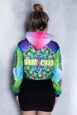 Grumpy Cats Hoodie -Unique Clothing devil walking grumpy cats cropped hoodie