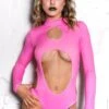 Hot Pink Long Sleeve Bodysuit 1 Hot Pink Long Sleeve Bodysuit -Unique Clothing devil walking hot pink long sleeve bodysuit