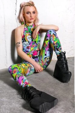 Magic Forest Sleeveless Catsuit -Unique Clothing devil walking magic forest catsuit