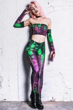 Matrix Choker Boob Tube Top -Unique Clothing devil walking matrix choker boob tube