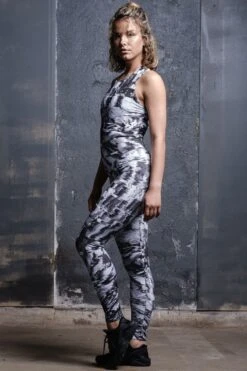 Monochrome Unitard -Unique Clothing devil walking monochrome unitard