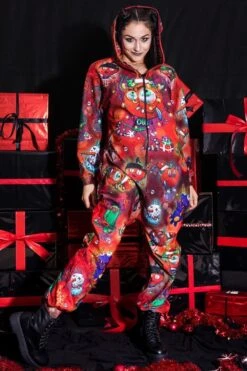 Naughty Devils Red Onesie For Her -Unique Clothing devil walking naughty red onesie for her