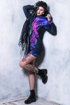 Octopus Hoodie Dress -Unique Clothing devil walking octopus hoodie