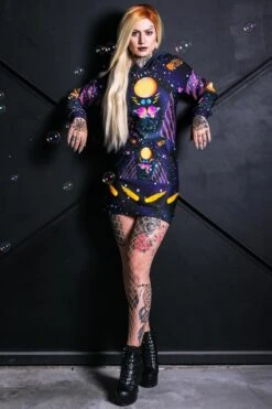 Parallel Universe Hoodie Dress -Unique Clothing devil walking parallel universe hoodie