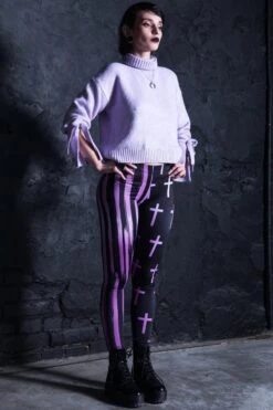 Pastel Cross Leggings -Unique Clothing devil walking pastel cross leggings