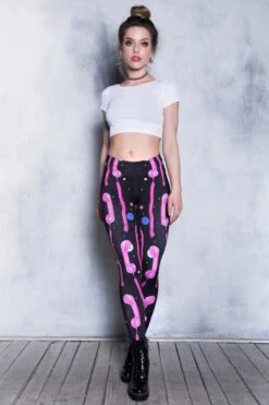 Pink Phone Leggings 8 Pink Phone Leggings -Unique Clothing devil walking pink phone leggings