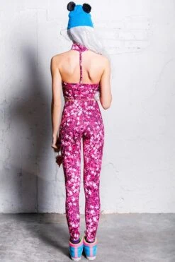 Pink Stars Leggings -Unique Clothing devil walking pink stars leggings