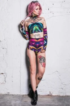 Psy Trance High Waisted Shorts -Unique Clothing devil walking psy trance high waisted shorts