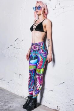 Psychedelic Leggings -Unique Clothing devil walking psychedelic leggings