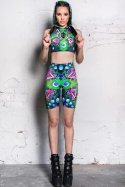 Psychedelic Travel Biker Shorts -Unique Clothing devil walking psychedelic travel biker shorts