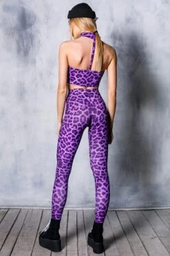 Purple Leopard Leggings -Unique Clothing devil walking purple leopard leggings