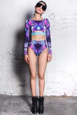 Purple Pearl Booty Shorts -Unique Clothing devil walking purple pearl booty shorts