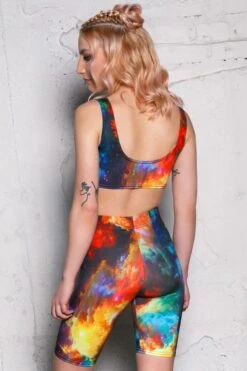 Space Art Biker Shorts -Unique Clothing devil walking space art biker shorts