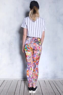Sticker Bomb Leggings -Unique Clothing devil walking sticker bomb