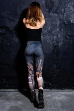 Wax Leggings -Unique Clothing devil walking wax leggings