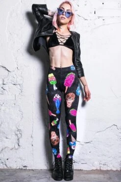 Zombie Ice Cream Leggings -Unique Clothing devil walking zombie ice cream leggings