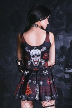 Punk Rock Skull Skater Dress -Unique Clothing dress punk rock skull