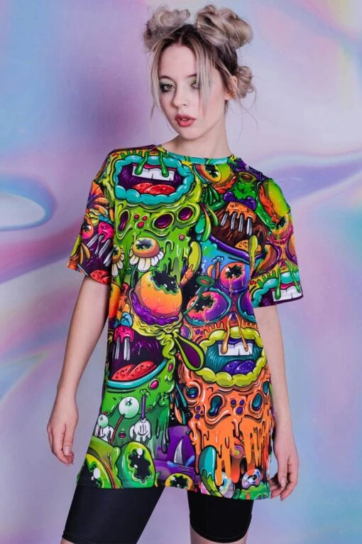 Drippy Aliens Oversized Tee Dress