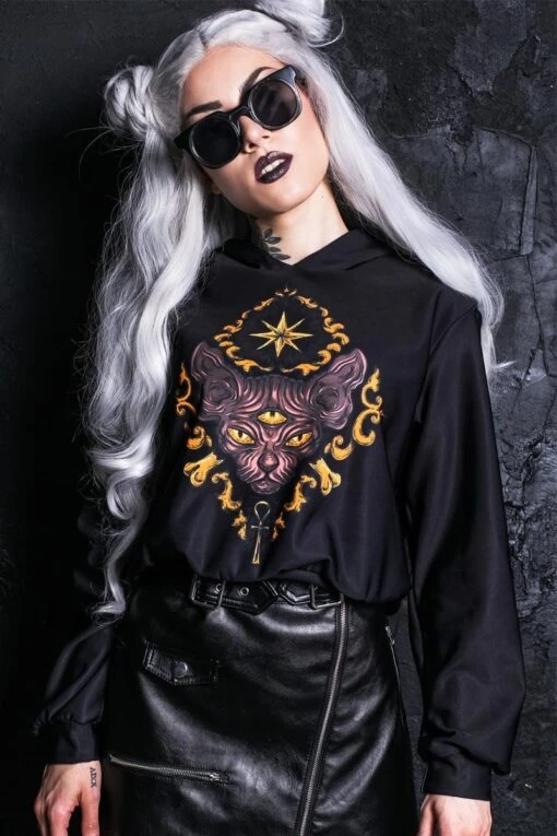 Egypt Cat Cropped Hoodie
