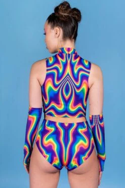 Electric Feel Half Zip Crop Top -Unique Clothing electric feel half zip crop top back view