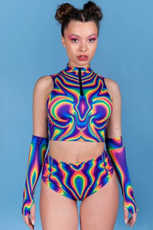 Electric Feel Half Zip Crop Top