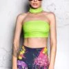 Electric Green Choker Boob Tube -Unique Clothing electric green choker tube top