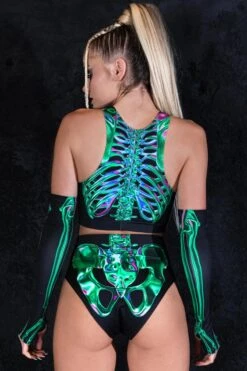 Emerald Skeleton Booty Shorts -Unique Clothing emerald skeleton booty shorts back view