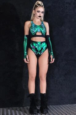 Emerald Skeleton Bra Top -Unique Clothing emerald skeleton bra top full view