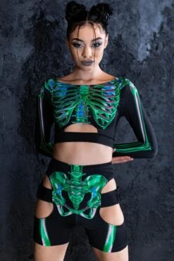 Emerald Skeleton Buckle Biker Shorts